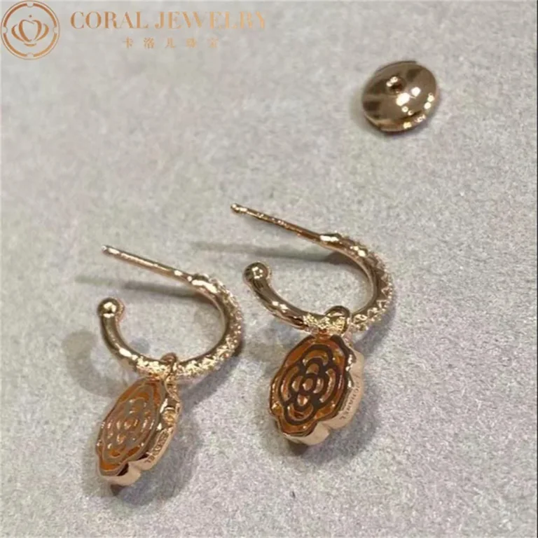 Chanel Extrait de JJ11659 Camélia Earrings 18k Pink Gold Diamonds 2