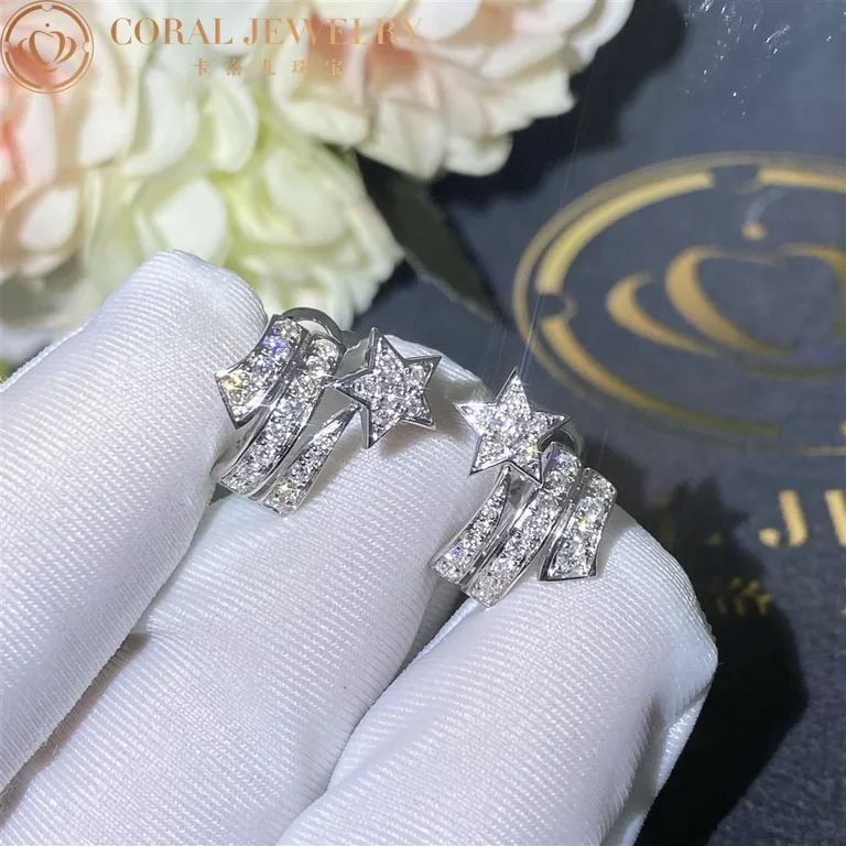 Chanel Comète Étoile Filante J10814 Earrings 18k White Gold Diamonds 6