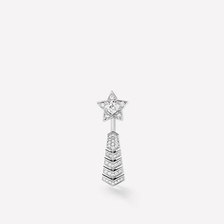 Chanel Comète Chevron J11380 single Earring 18k White Gold Diamonds 1