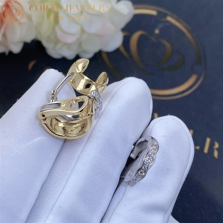 Chanel Coco Crush Earrings J11191 Quilted Motif 18k White and Yellow Gold Diamonds 3