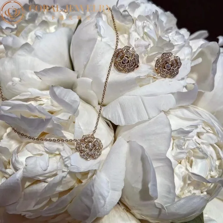 Chanel Bouton de Camélia J12038 Earrings 18k Yellow Gold Diamonds 6