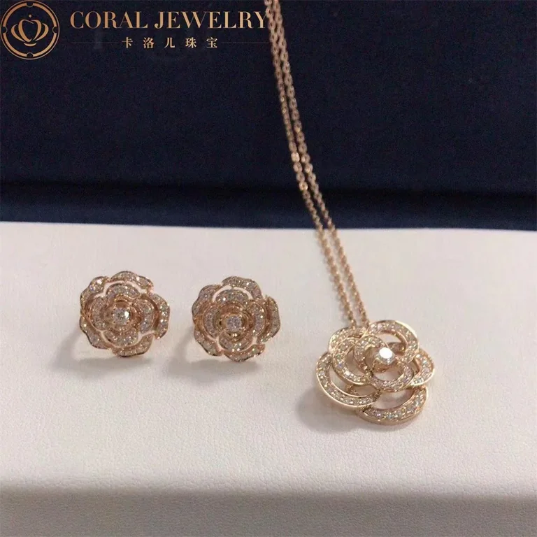 Chanel Bouton de Camélia J12038 Earrings 18k Yellow Gold Diamonds 2