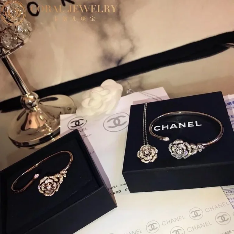 Chanel Bouton de Camélia J11178 Bracelet 18k Pink Gold Diamonds 2
