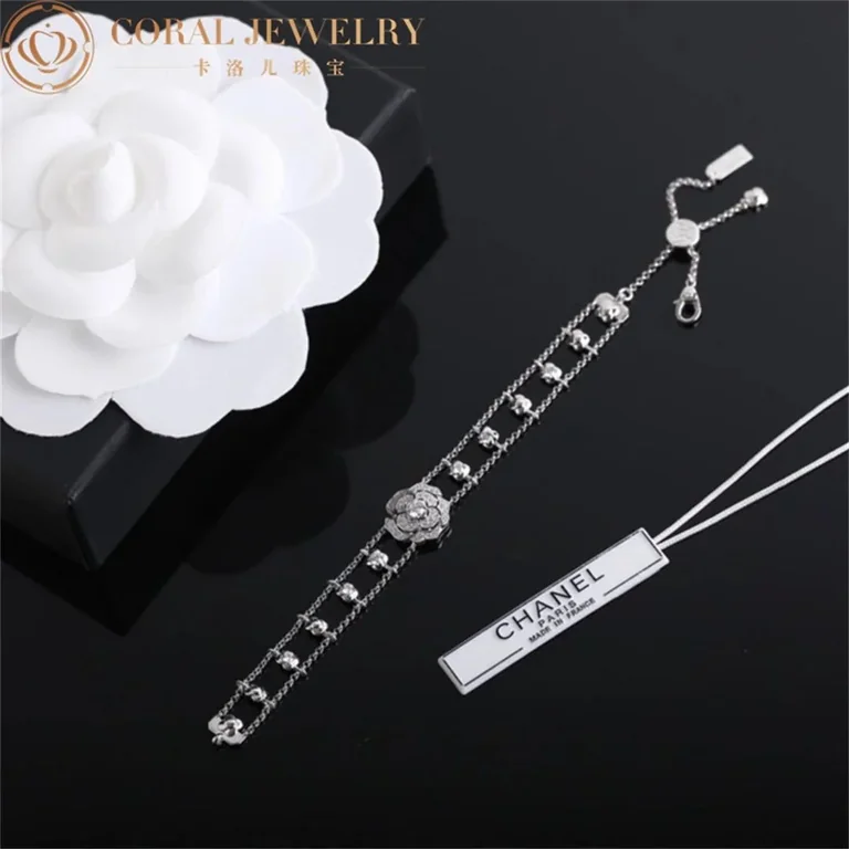 Chanel Bouton de Camélia J12065 Bracelet 18k White Gold Diamonds 7