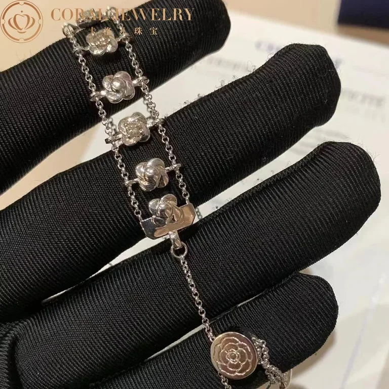 Chanel Bouton de Camélia J12065 Bracelet 18k White Gold Diamonds 4