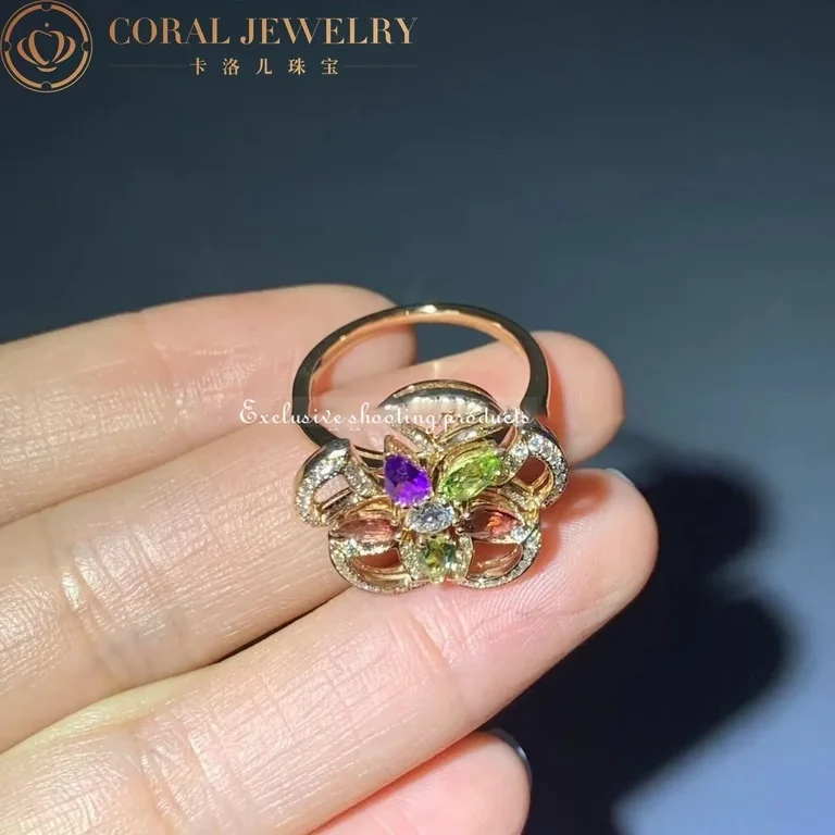 Bulgari Divas? Dream 355819 Ring Rose Gold Diamonds Amethyst Peridot Pink Tourmaline 6