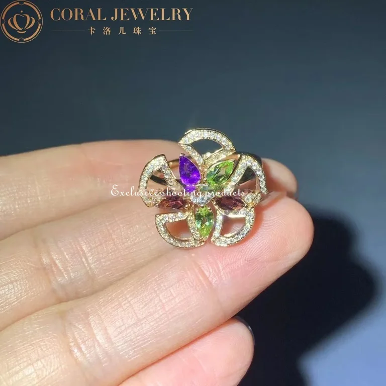 Bulgari Divas? Dream 355819 Ring Rose Gold Diamonds Amethyst Peridot Pink Tourmaline 5