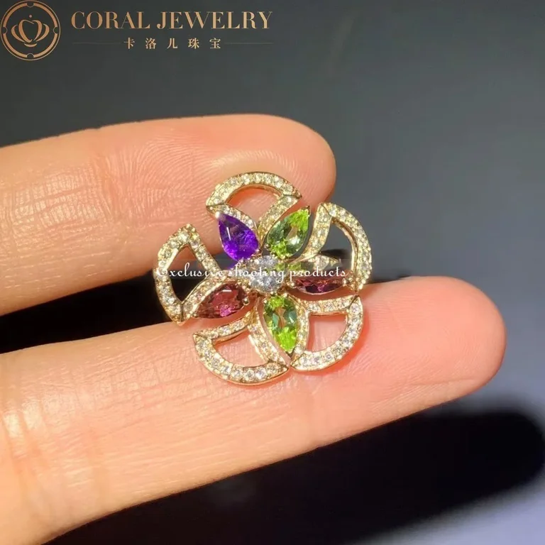 Bulgari Divas? Dream 355819 Ring Rose Gold Diamonds Amethyst Peridot Pink Tourmaline 3