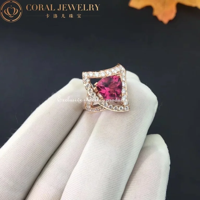Bulgari Divas? Dream AN858124 Ring Rose Gold Diamond & Pink Tourmaline 4
