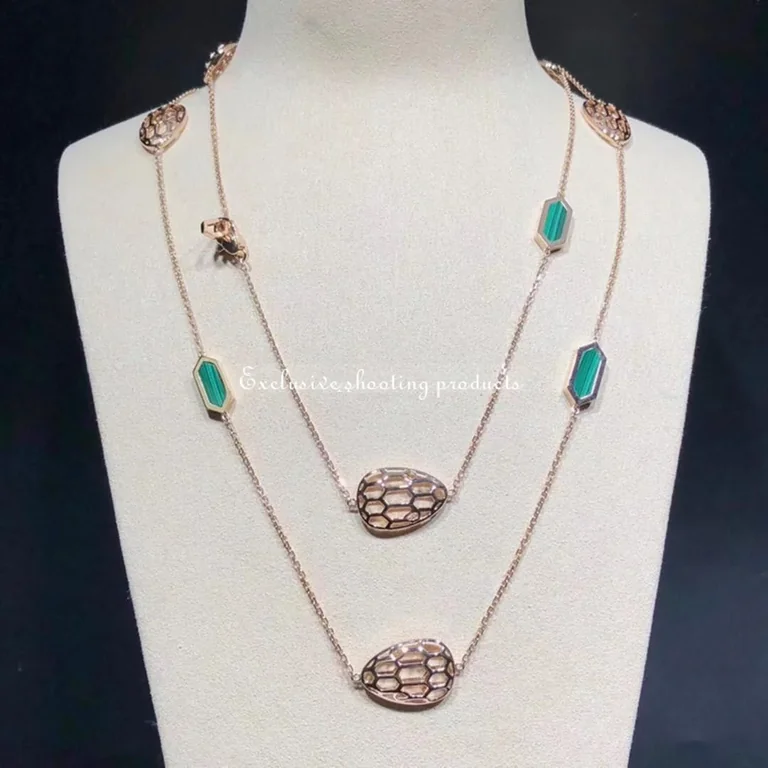 Bulgari Serpenti 352677 Openworked rose gold and malachite long necklace 3