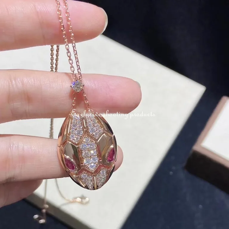 Bulgari Serpenti Rubellite 352748 Diamond Gold necklace 5