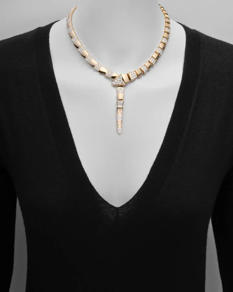 Bulgari Serpenti 348166 Necklace Rose Gold And Half Diamond CL856478 5