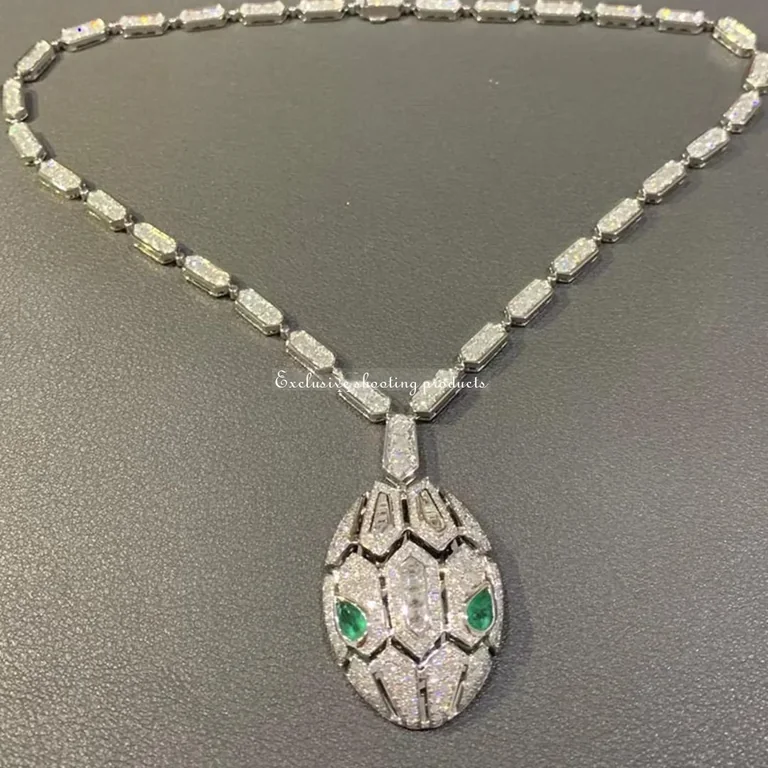 Bulgari Serpenti necklace Diamond & emerald eyes necklace 7