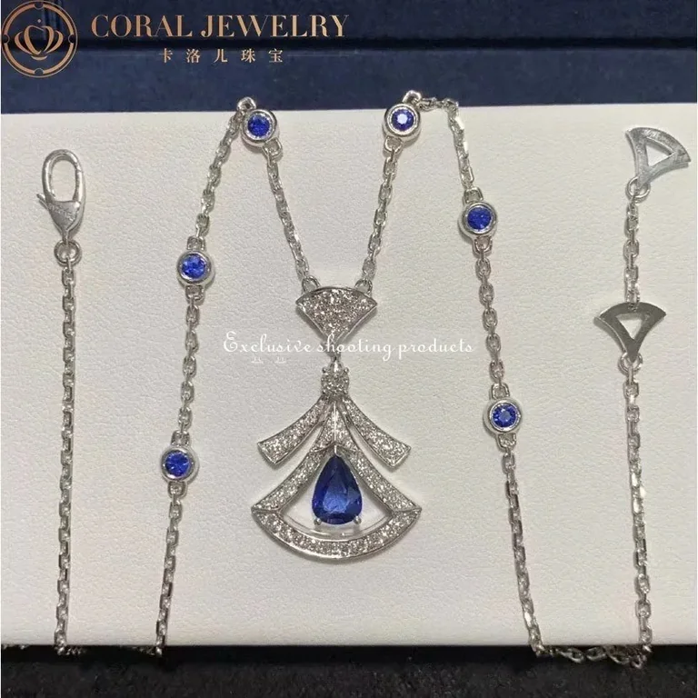 Bulgari Divas? 357325 Dream Necklace White Gold Set Sapphires and Diamonds 11