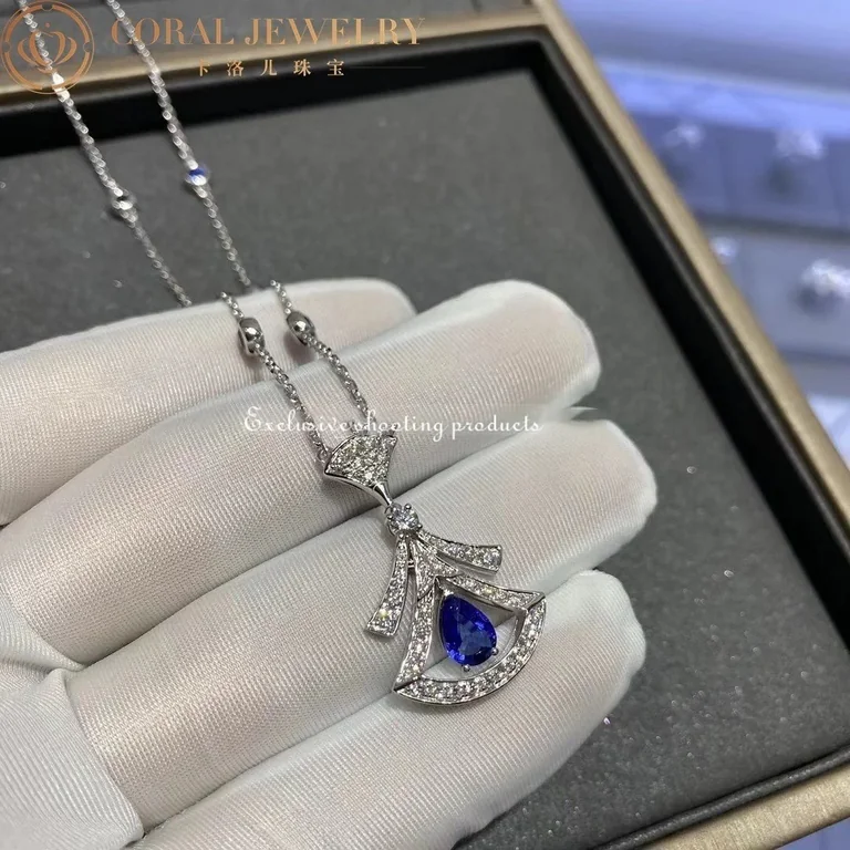 Bulgari Divas? 357325 Dream Necklace White Gold Set Sapphires and Diamonds 8
