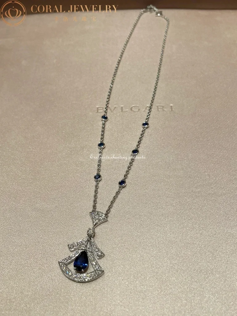 Bulgari Divas? 357325 Dream Necklace White Gold Set Sapphires and Diamonds 7