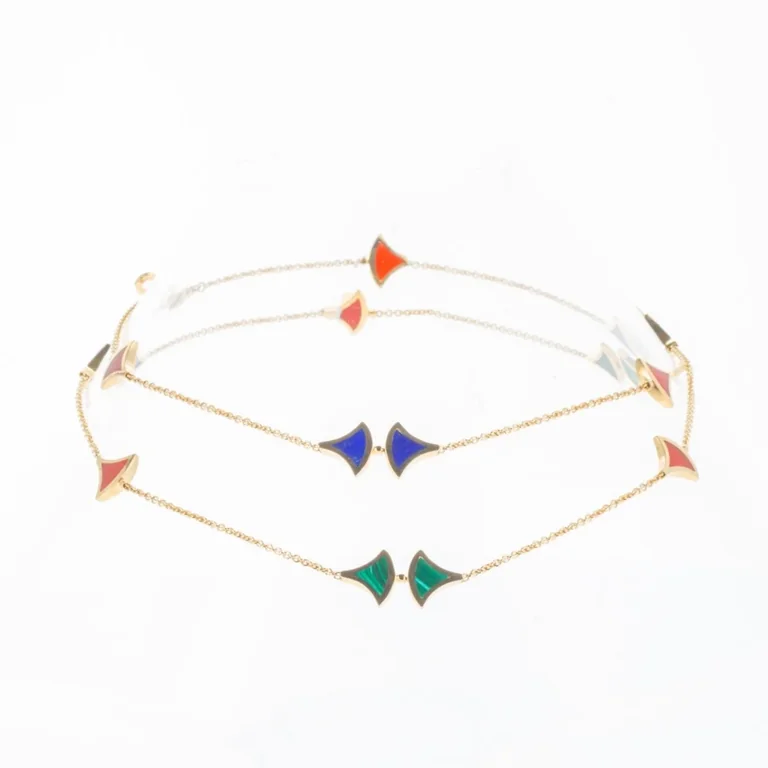 Bulgari CL857231 Divas? Dream Necklace Yellow Gold Carnelian Lapis Malachite Sautoir Necklace 350739 13