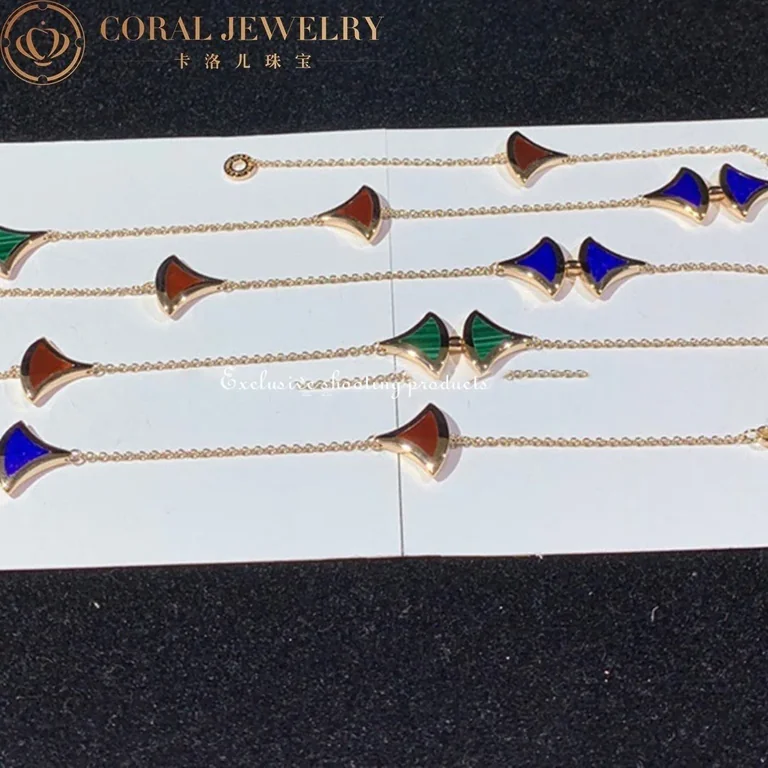 Bulgari CL857231 Divas? Dream Necklace Yellow Gold Carnelian Lapis Malachite Sautoir Necklace 350739 7