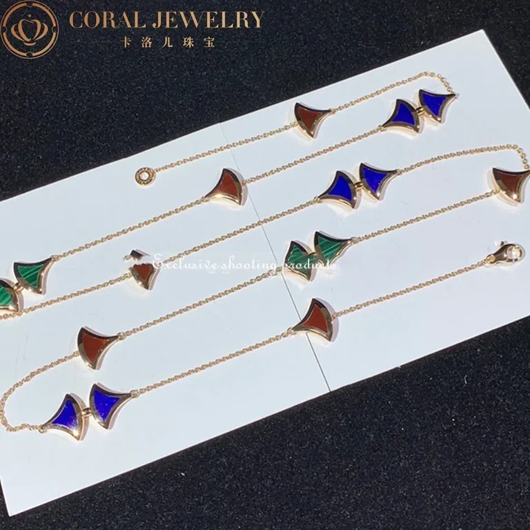 Bulgari CL857231 Divas? Dream Necklace Yellow Gold Carnelian Lapis Malachite Sautoir Necklace 350739 4