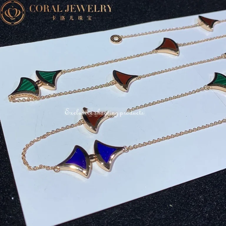 Bulgari CL857231 Divas? Dream Necklace Yellow Gold Carnelian Lapis Malachite Sautoir Necklace 350739 3