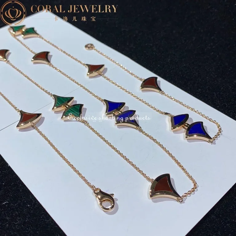 Bulgari CL857231 Divas? Dream Necklace Yellow Gold Carnelian Lapis Malachite Sautoir Necklace 350739 2