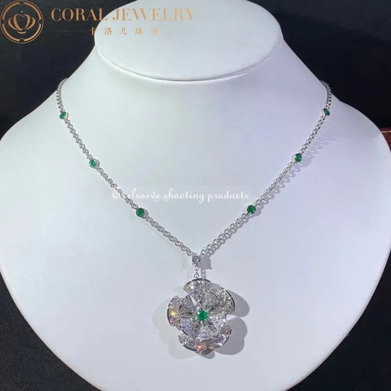 Bulgari Divas? Dream 352626 Necklace White Gold Set Emeralds and Diamonds 7
