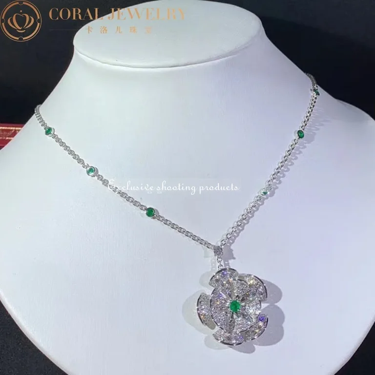 Bulgari Divas? Dream 352626 Necklace White Gold Set Emeralds and Diamonds 6
