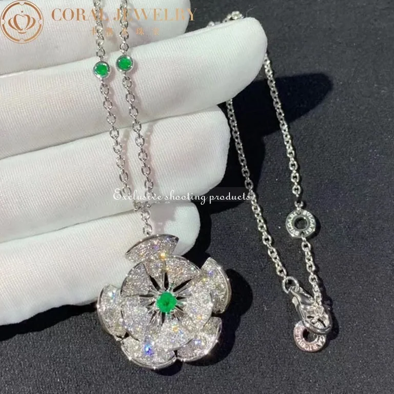 Bulgari Divas? Dream 352626 Necklace White Gold Set Emeralds and Diamonds 4