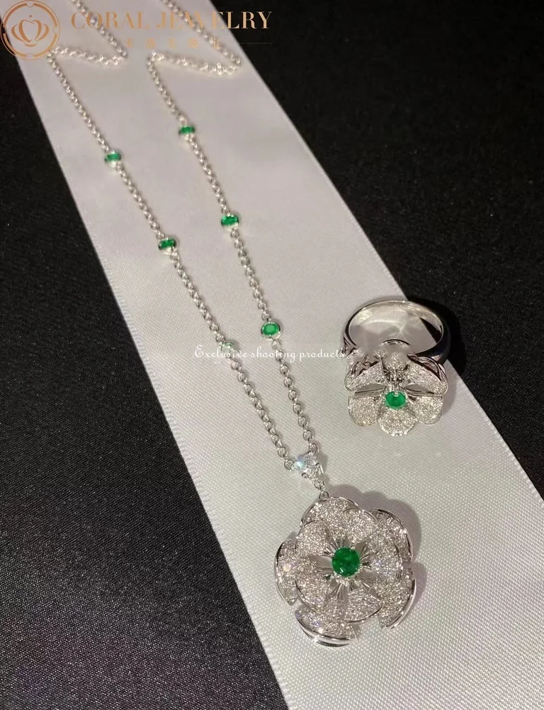 Bulgari Divas? Dream 352626 Necklace White Gold Set Emeralds and Diamonds 2