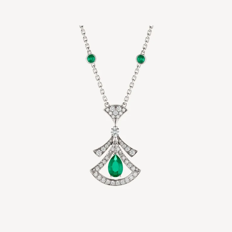 Bulgari Divas? Dream 356955 Necklace White Gold Set Emeralds and Diamonds 1