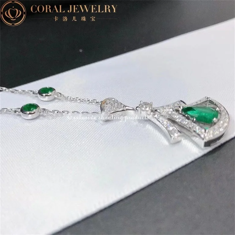 Bulgari Divas? Dream 356955 Necklace White Gold Set Emeralds and Diamonds 9