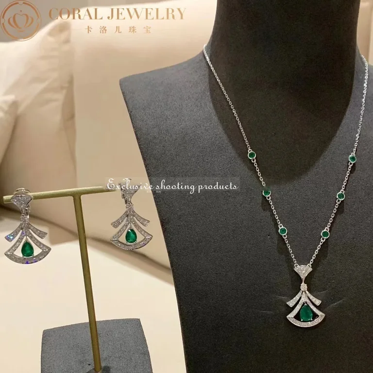 Bulgari Divas? Dream 356955 Necklace White Gold Set Emeralds and Diamonds 2