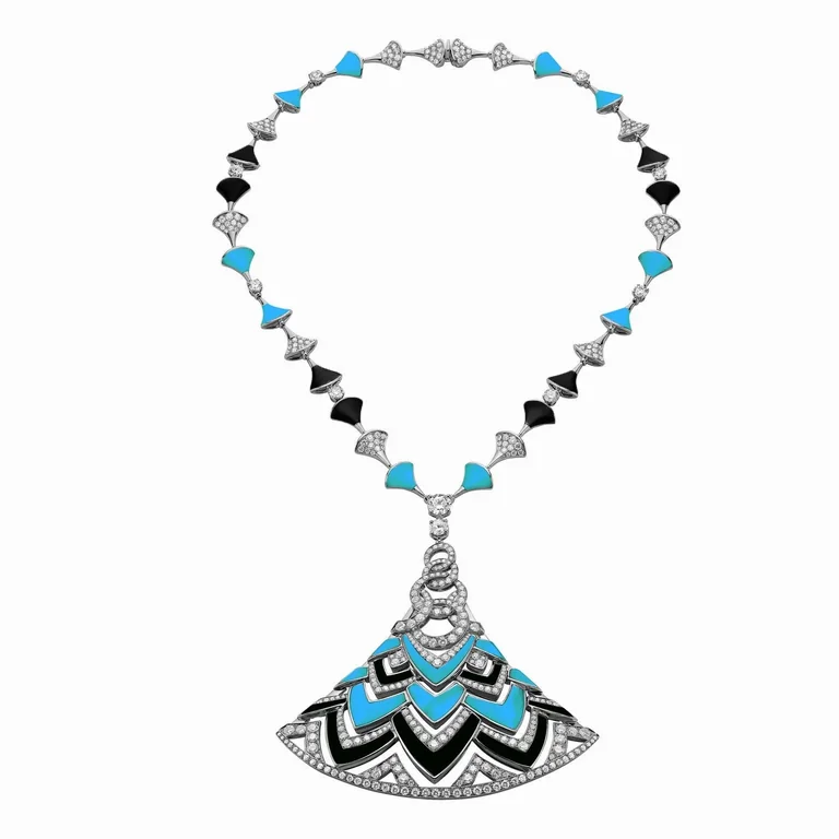Bulgari Divas? Dream Necklace White Gold in Turquoise with Onyx and Diamonds High Jewelry Necklace 1