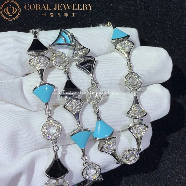 Bulgari Divas? Dream Necklace White Gold in Turquoise with Onyx and Diamonds High Jewelry Necklace 8