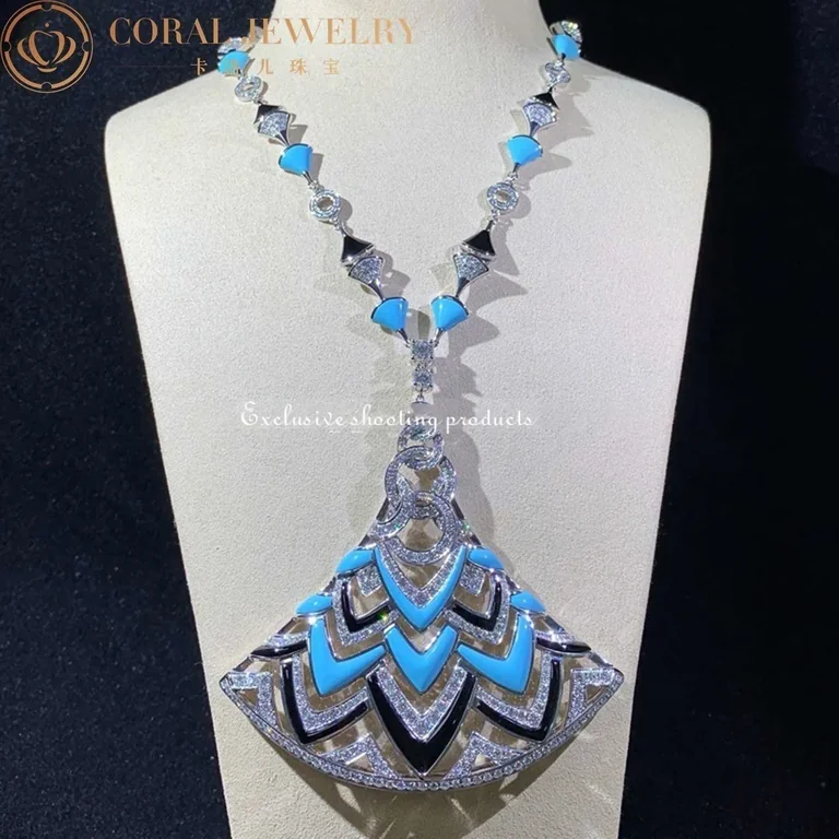 Bulgari Divas? Dream Necklace White Gold in Turquoise with Onyx and Diamonds High Jewelry Necklace 4