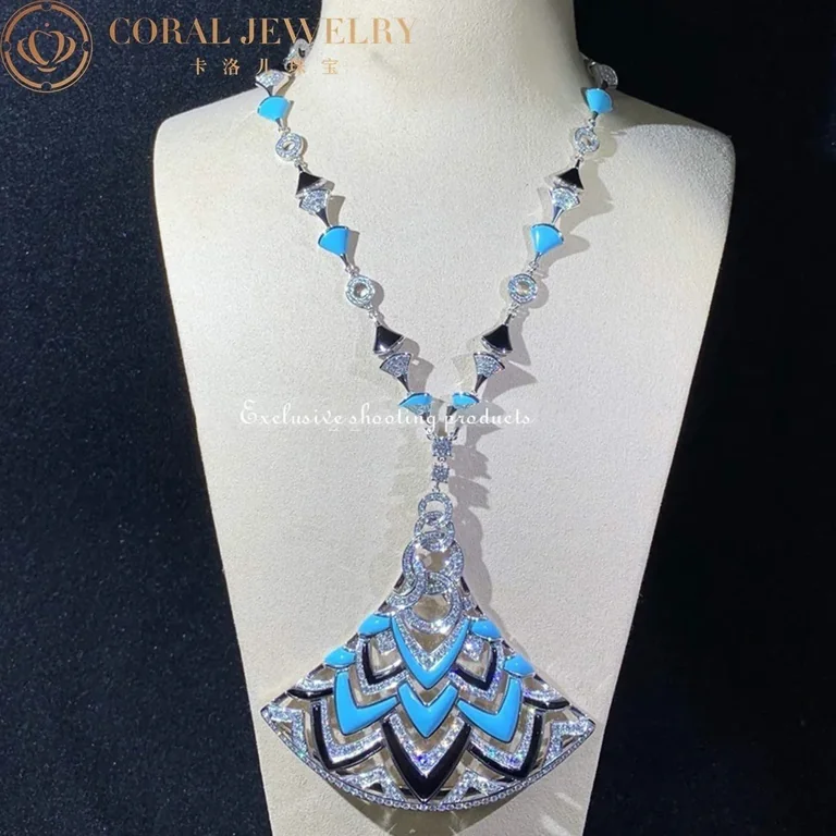 Bulgari Divas? Dream Necklace White Gold in Turquoise with Onyx and Diamonds High Jewelry Necklace 2