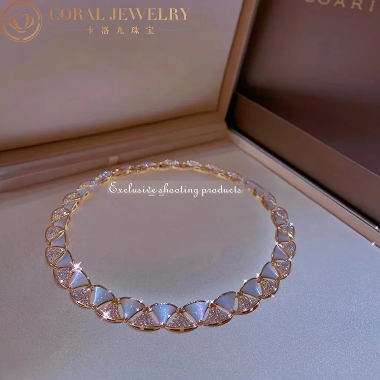 Bulgari Divas? Dream 354091 Necklace Rose Gold with Mother-of-pearl and Diamonds High Jewelry 13
