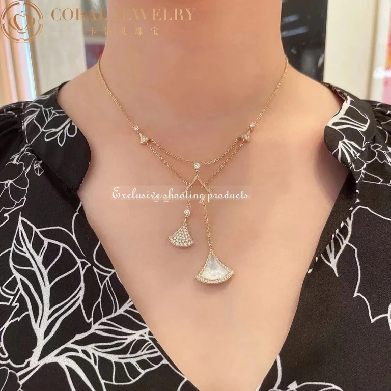 Bulgari Divas? Dream 358682 Necklace Rose Gold with Mother-of-pearl and Diamonds 15