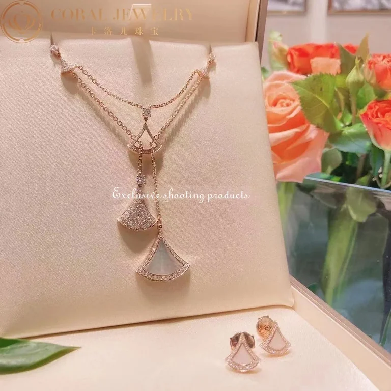Bulgari Divas? Dream 358682 Necklace Rose Gold with Mother-of-pearl and Diamonds 10