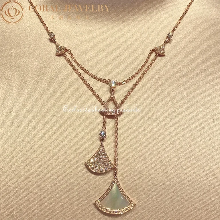 Bulgari Divas? Dream 358682 Necklace Rose Gold with Mother-of-pearl and Diamonds 8
