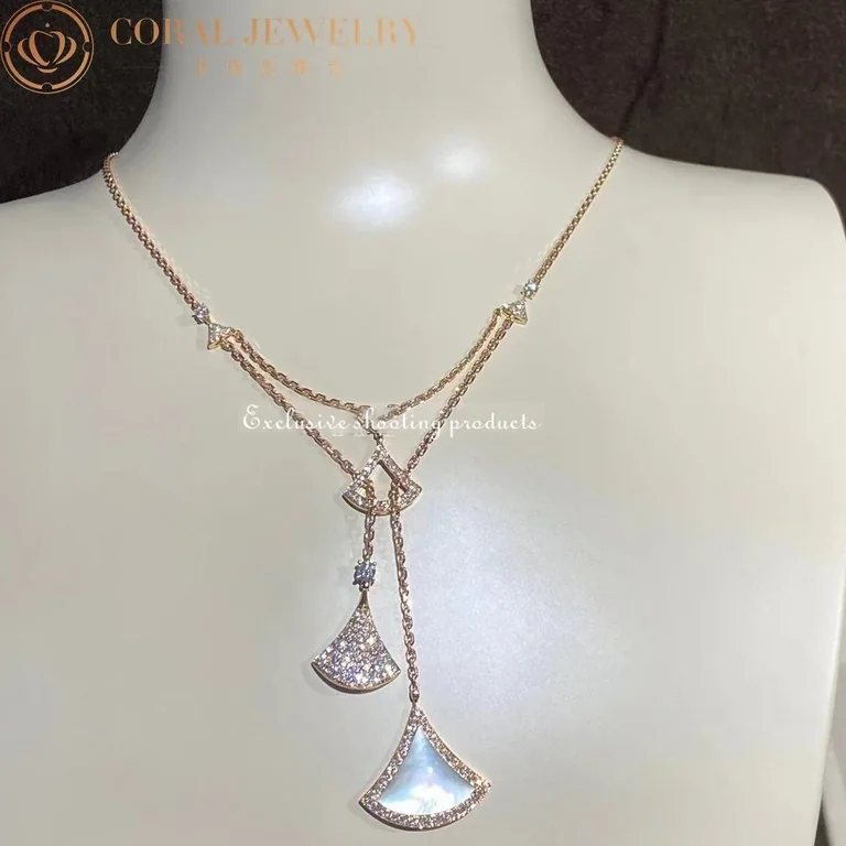 Bulgari Divas? Dream 358682 Necklace Rose Gold with Mother-of-pearl and Diamonds 6