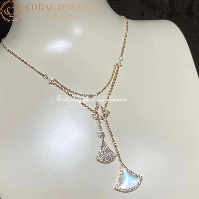 Bulgari Divas? Dream 358682 Necklace Rose Gold with Mother-of-pearl and Diamonds 5