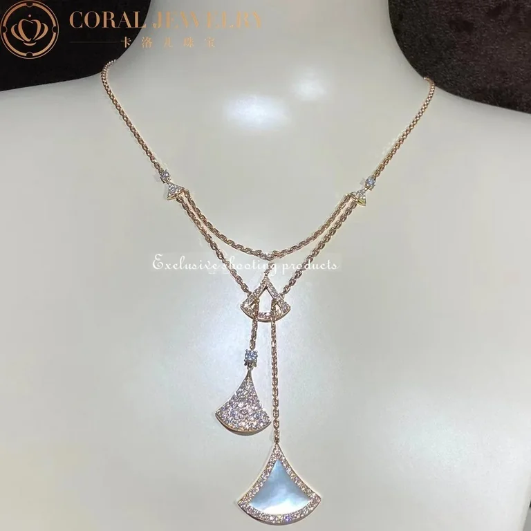 Bulgari Divas? Dream 358682 Necklace Rose Gold with Mother-of-pearl and Diamonds 4