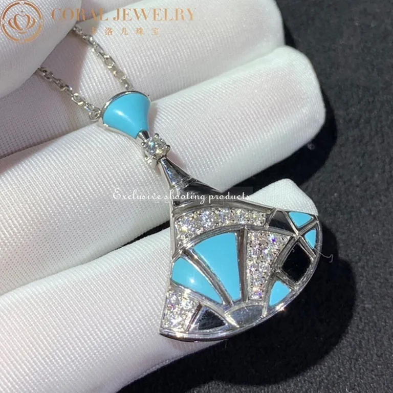 Bulgari Divas? Dream 350738 Necklace Rose Gold with Turquoise and Diamonds CL857130 9