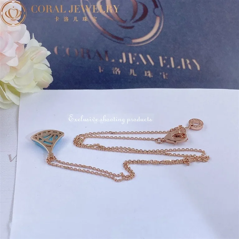 Bulgari Divas? Dream 350584 Necklace Rose Gold Turquoise and Diamonds 6