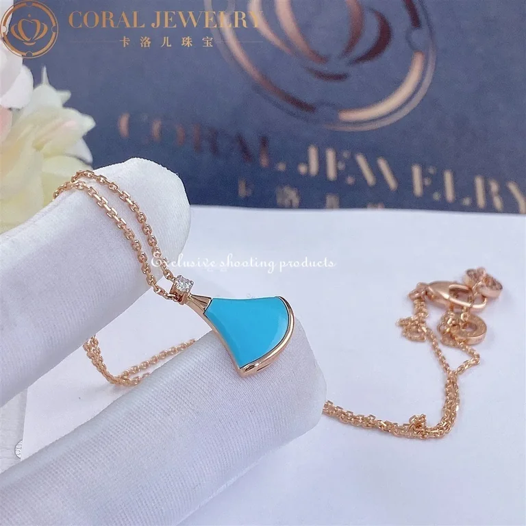 Bulgari Divas? Dream 350584 Necklace Rose Gold Turquoise and Diamonds 5