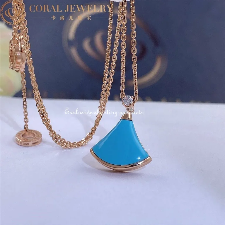 Bulgari Divas? Dream 350584 Necklace Rose Gold Turquoise and Diamonds 4