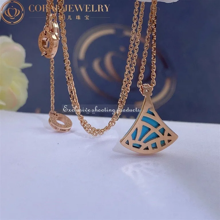 Bulgari Divas? Dream 350584 Necklace Rose Gold Turquoise and Diamonds 2
