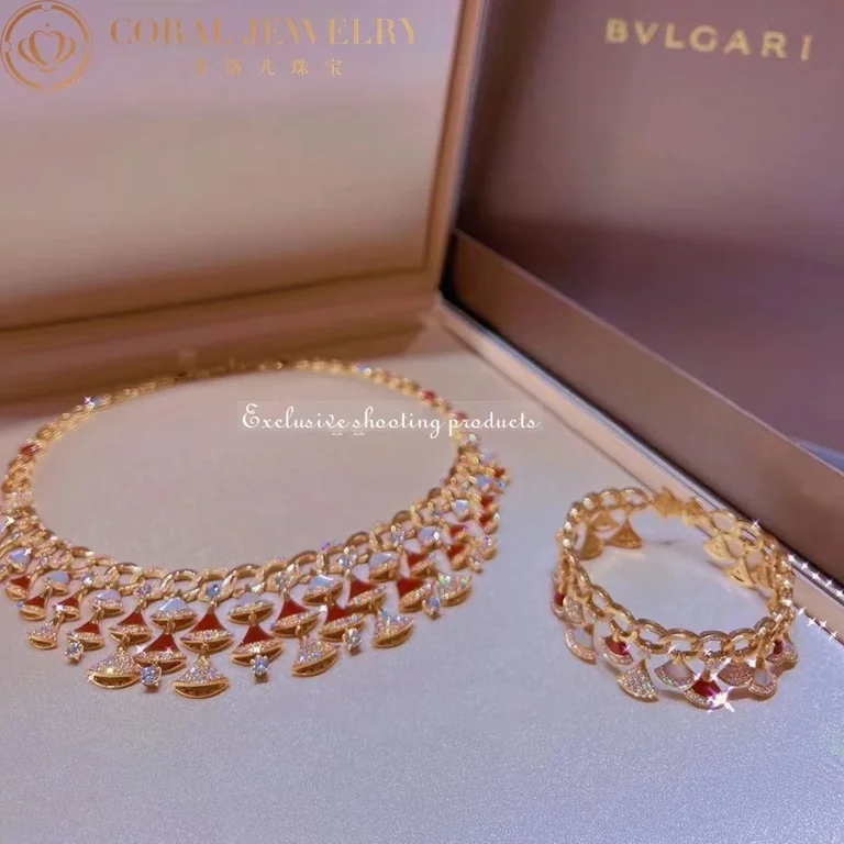 Bulgari Divas? Dream 354092 Necklace Rose Gold with Carnelian Mother-of-pearl and Diamonds High Jewelry 16