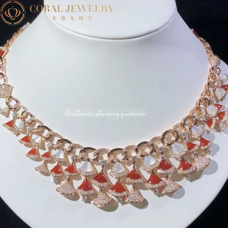 Bulgari Divas? Dream 354092 Necklace Rose Gold with Carnelian Mother-of-pearl and Diamonds High Jewelry 12